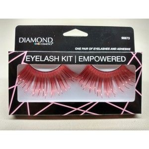 2/$15 Eyelashes Metallic Red Adhesive Included Eye Lash Costume Wear Halloween